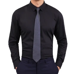 Premium Slim Wrinkle Resistant Black Business Dress Shirts For Men Slim Fit Long Sleeve Man Shirt Chemise Homme Manche Longue