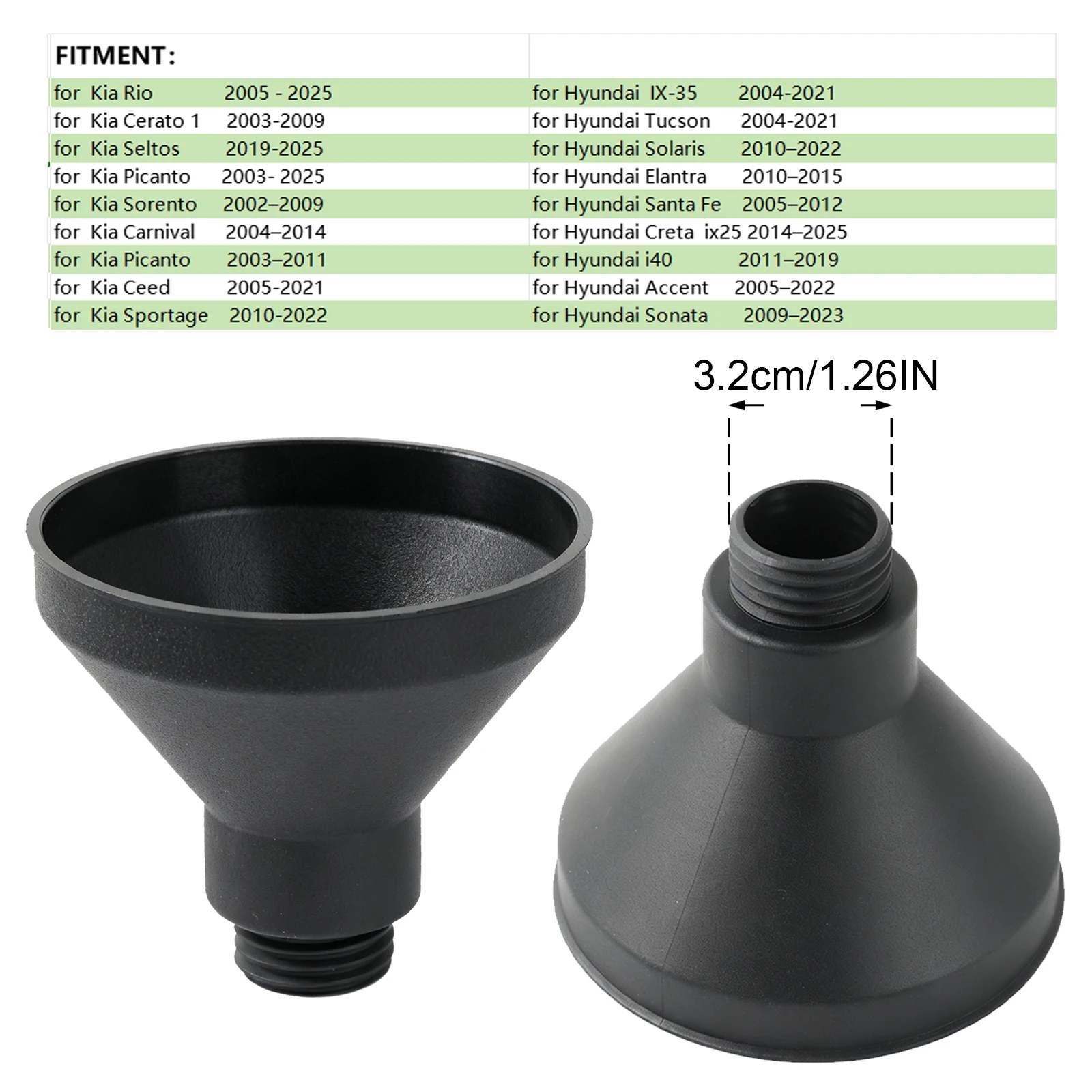 

Воронка для заливки моторного масла для Kia Rio, Ceed, Cerato, Sportage, Sorento; для Hyundai Tucson, Solaris, Elantra, Santa Fe, Creta, Accent