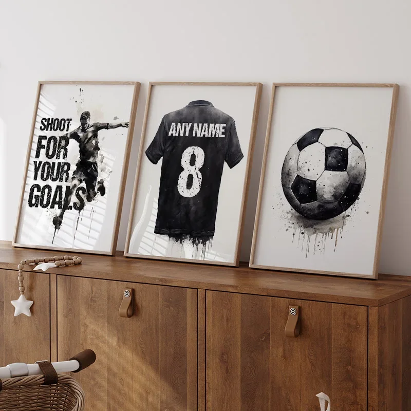 Custom Name Soccer Jersey Kids Football Club Posters And Prints Canvas Painting Wall Art Living Room Home Decoration Aesthetics