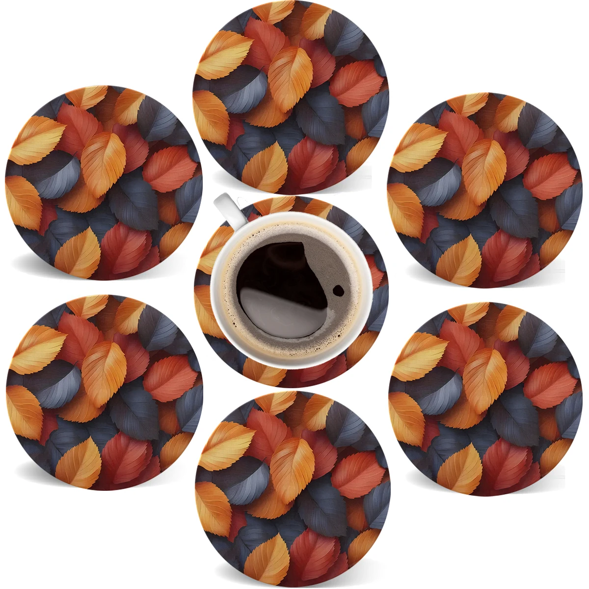 

6Pcs 2D Flat Round Heat Resistant Wooden Mat Drink Cup Coasters Coffee Hot Drink Mug Table Placemat Car Kitchen Accessories