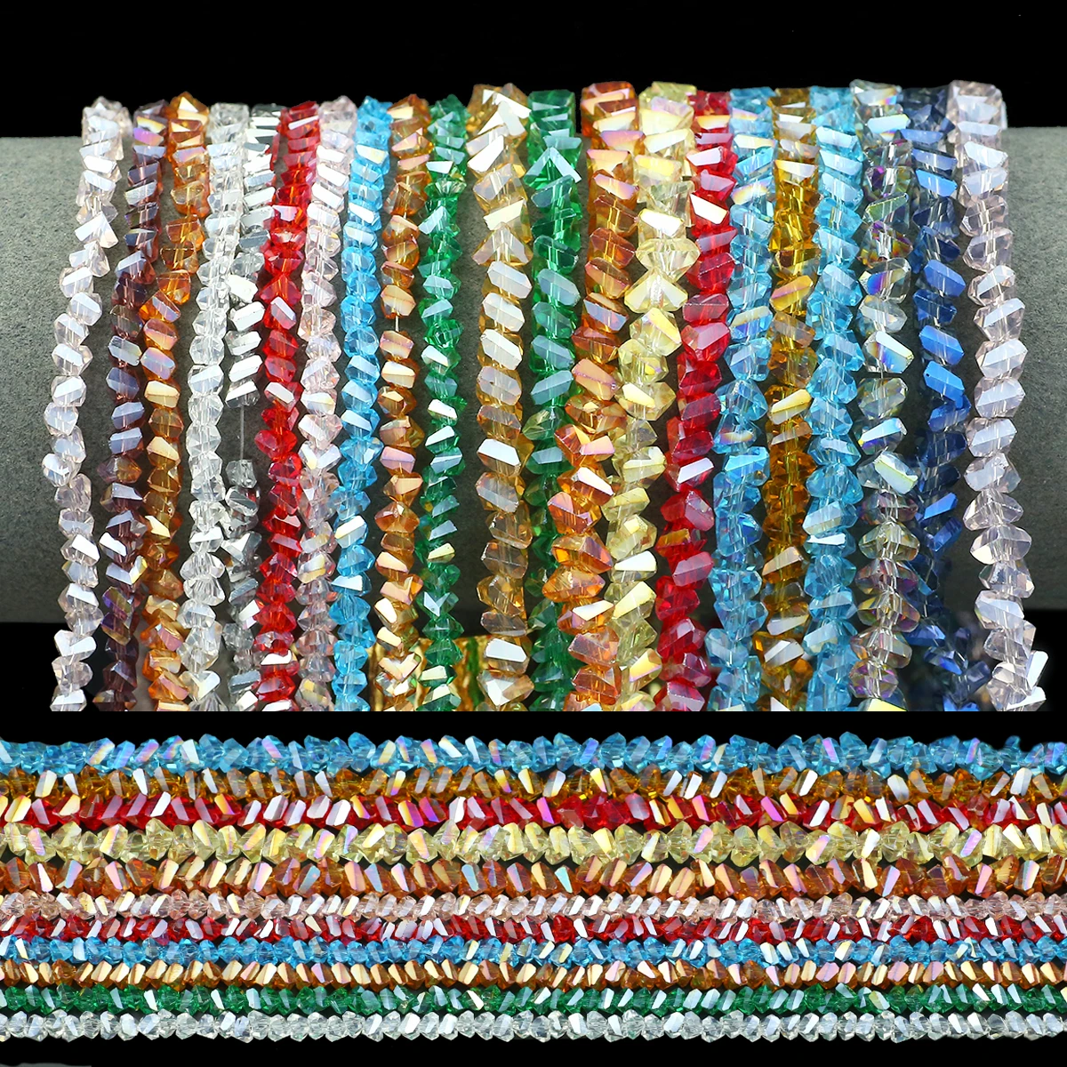 Multicolor Triangle Austrian Crystal 4/6/8mm Glass Spacer Loose Beads For Jewelry DIY Earrings Bracelets Pendants Accessories