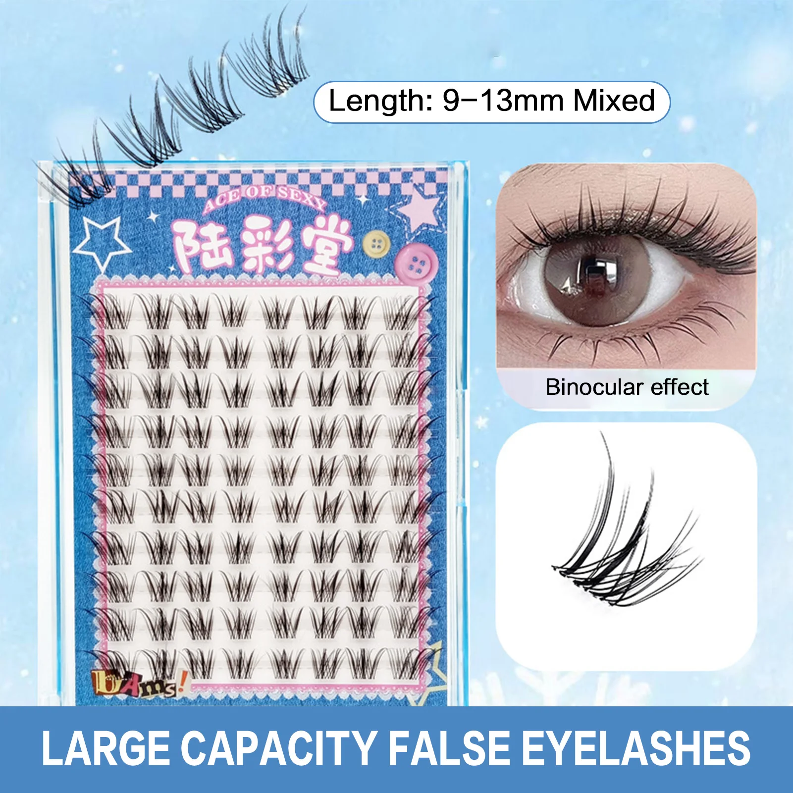10 Rows Foxes Style Manga False Eyelash Natural Wispy Dense Curling Lashes With Extended Outer Corner For Daily Wear Makeup
