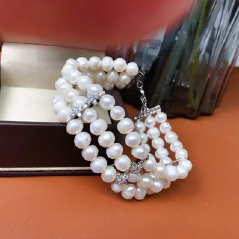 

Hot Style Bracelet Full Beads Multi-layer Stacking 6-7MM Natural Freshwater Pearl Light Luxury Elegant
