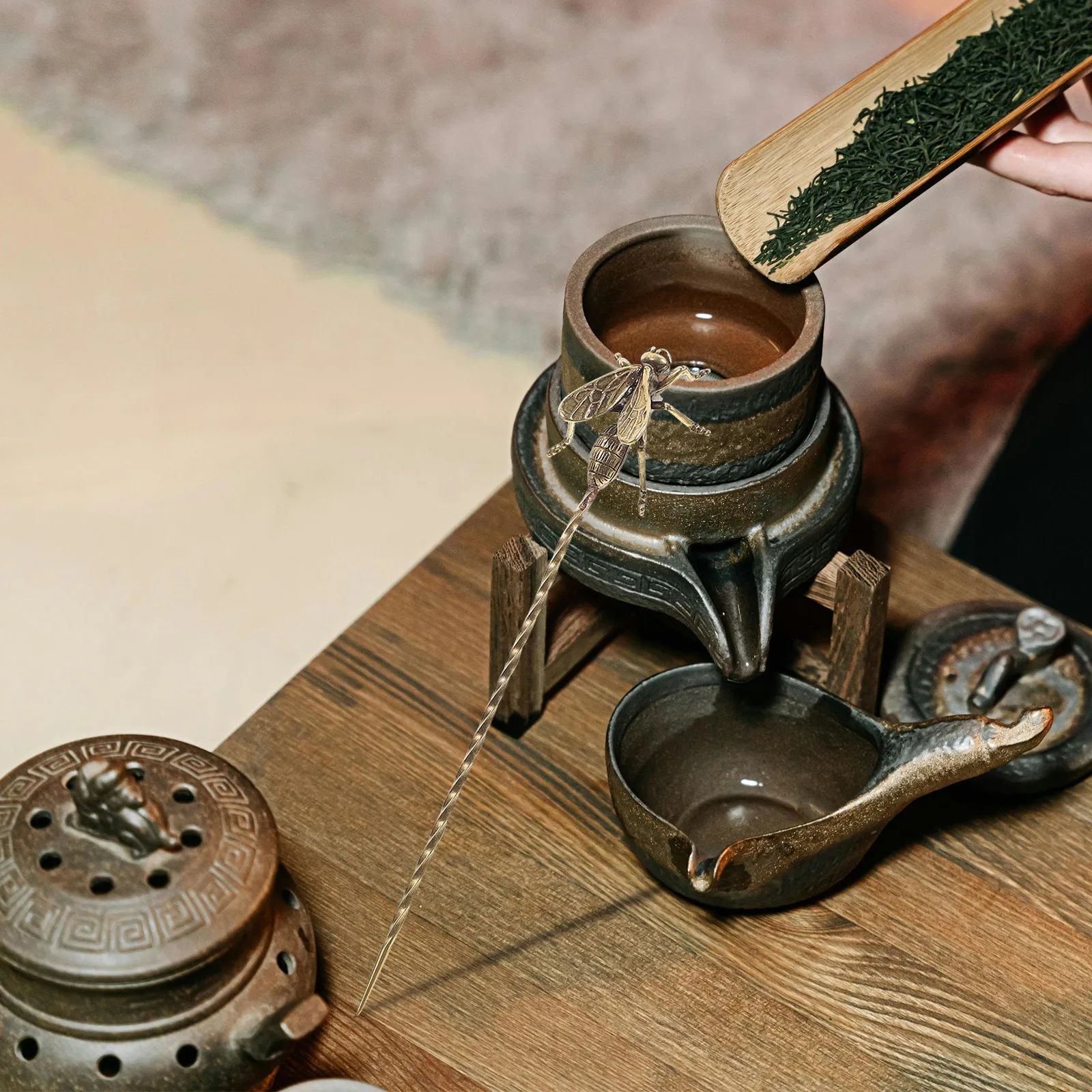 

Латунная чайная игла с отделкой под мед, инструмент для чистки чайников, аксессуар для чайной церемонии, заколка для волос