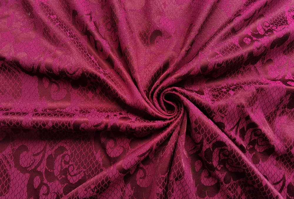 49\'\' Wide By Meter Vintage Coat Jacket Suit Material Burgundy 3D Embossed Jacquard Fabric Polyester Cotton