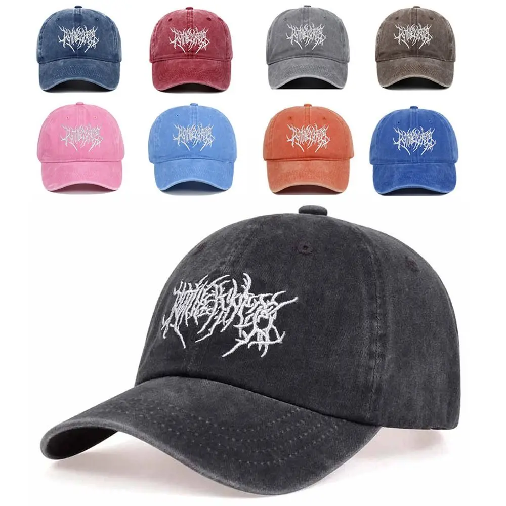 

Visors Embroidery Baseball Caps Adjustable Hip-hop Distressed Faded Cap Gothic Street Punk Washed Baseball Hats