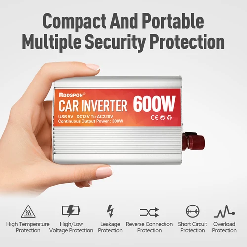 Imagen 2 del producto 200W 400W 600W 800W 1000W 12V 220V Inversor de coche 50Hz Transformador de voltaje 12V a 220v Convertidor de potencia