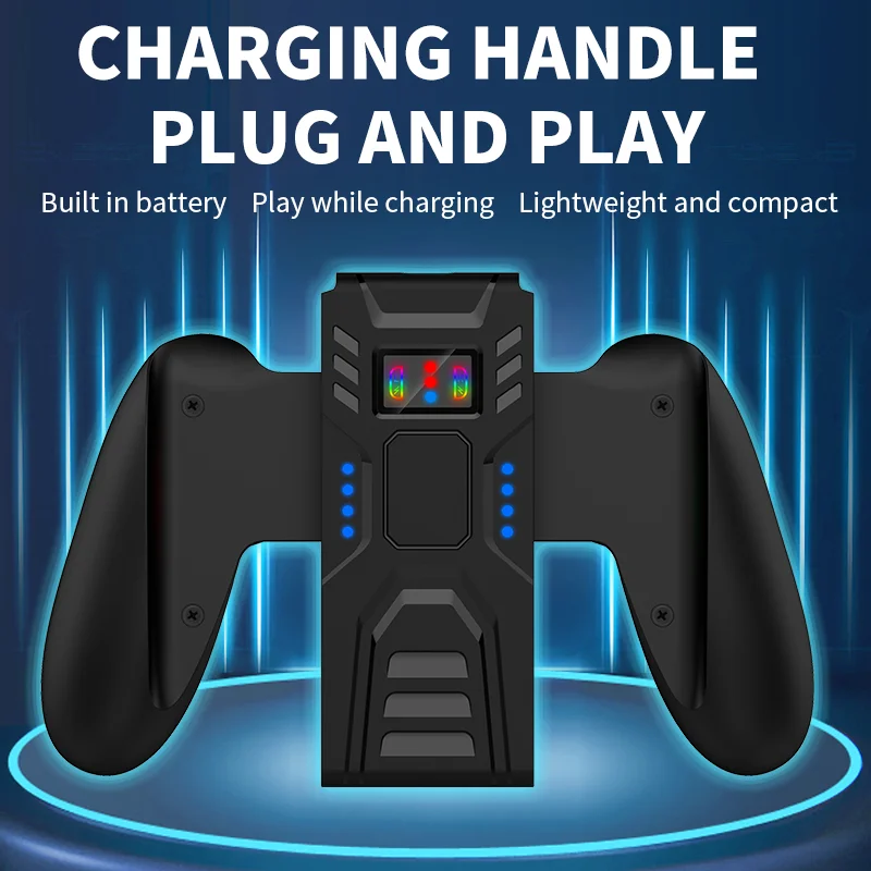 ABS Comfort Charging Grip for Switch Controllers,Portable Charger Dock with  USB-C Cable&Battery Indicators JOY-02
