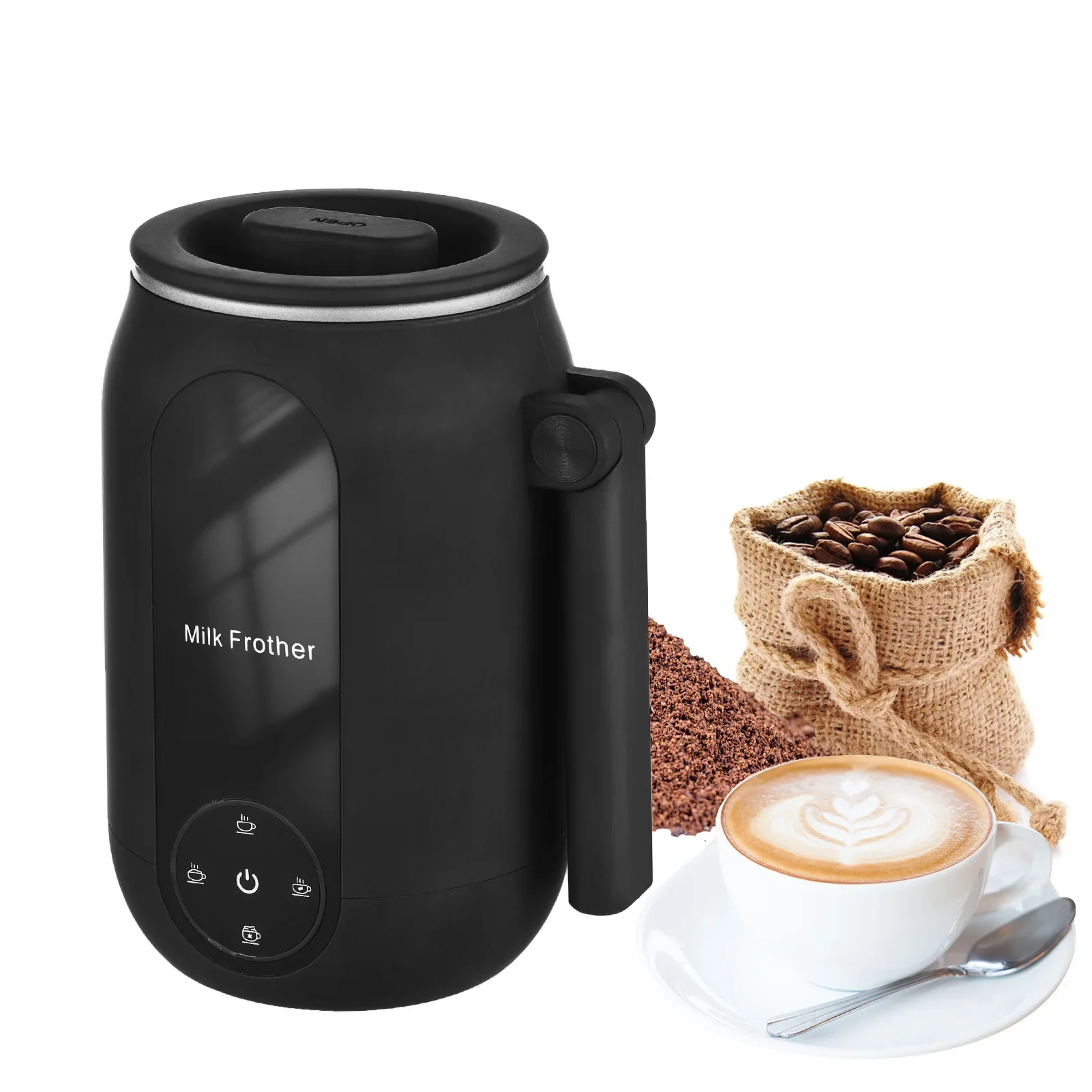 

500W Electric Milk Frother Cooker for Frothing 4-in-1 Milk Steamer with Rotatable Handle Foam Maker for Coffee/Latte/Cappuccino