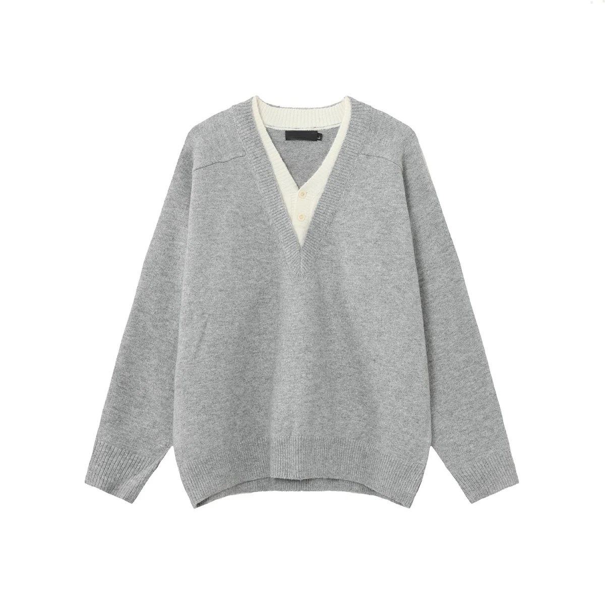 Tiefer V-Ne-Strickpullover, gefälschtes zweiteiliges Set, Lazy Sle Base Irt für Männer und Frauen, Herbstsaison, Freizeitkleidung, Polyesterfaser