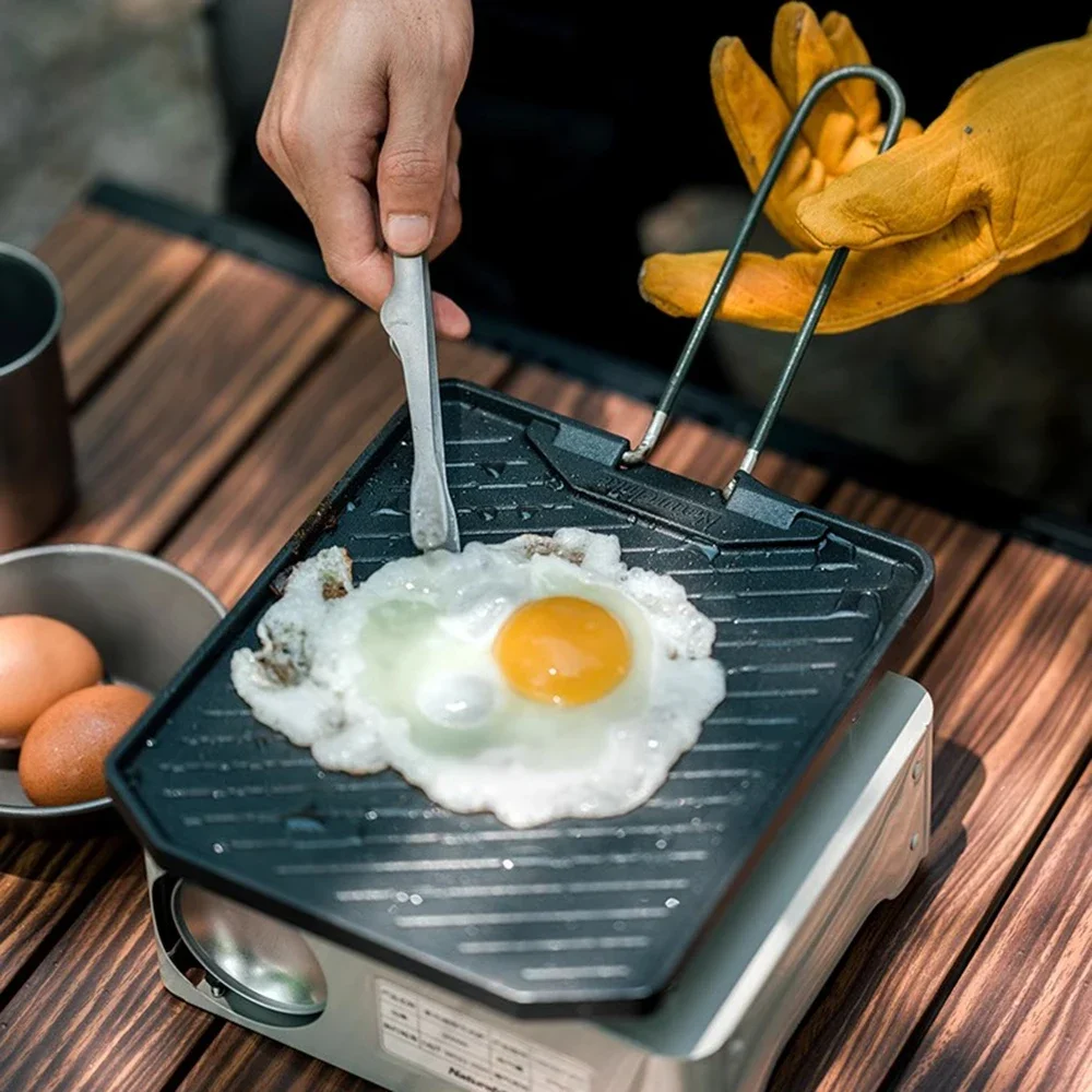 

Nonstick Frying Pan Skillet Camping Frying Pans with Folding Handle Cooking Portable Camp Grill Pan Cookware easy to clean