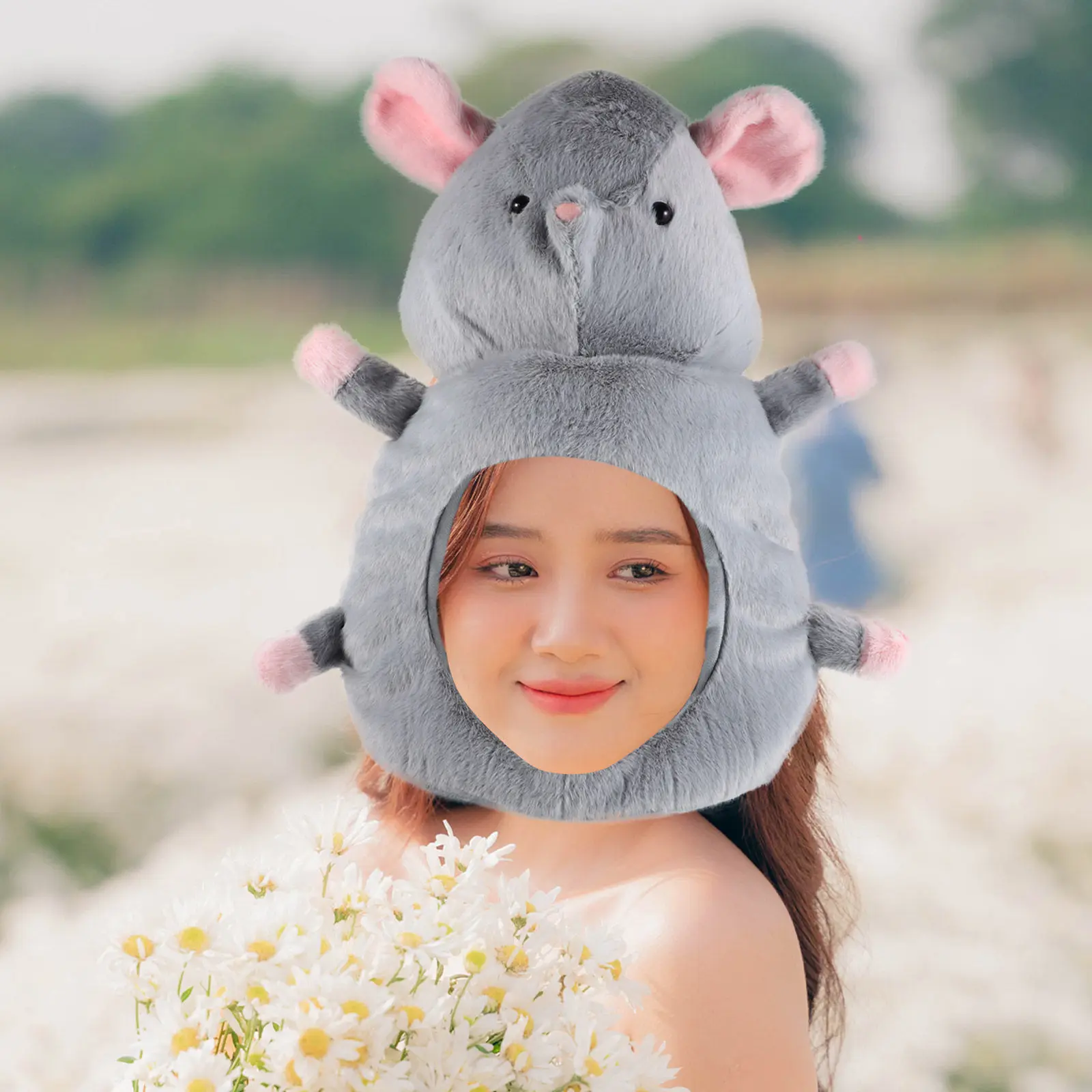Animal Hat for Rat Dress Up Creative Mouse Shaped Costume Headgear for Cosplay Family Events Birthday Parties Photo Studio Props