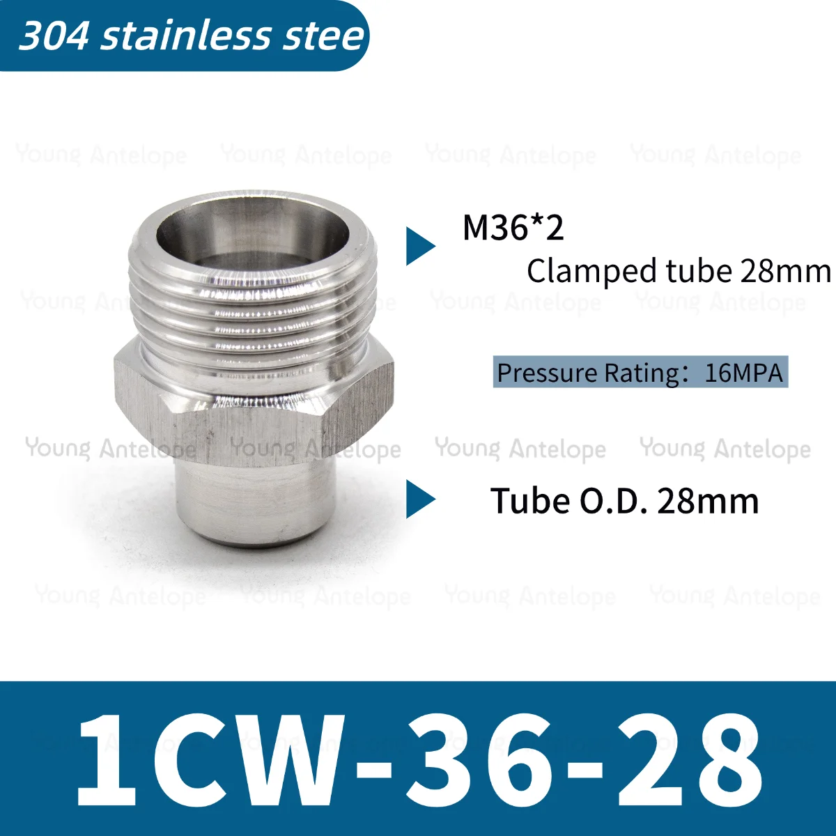 304 roestvrij staal 24 ° Kegelafdichting H-type fitting met ferrule 1CW lasconnector voor hydraulisch pijpsysteem JBT6144.5 hoge druk