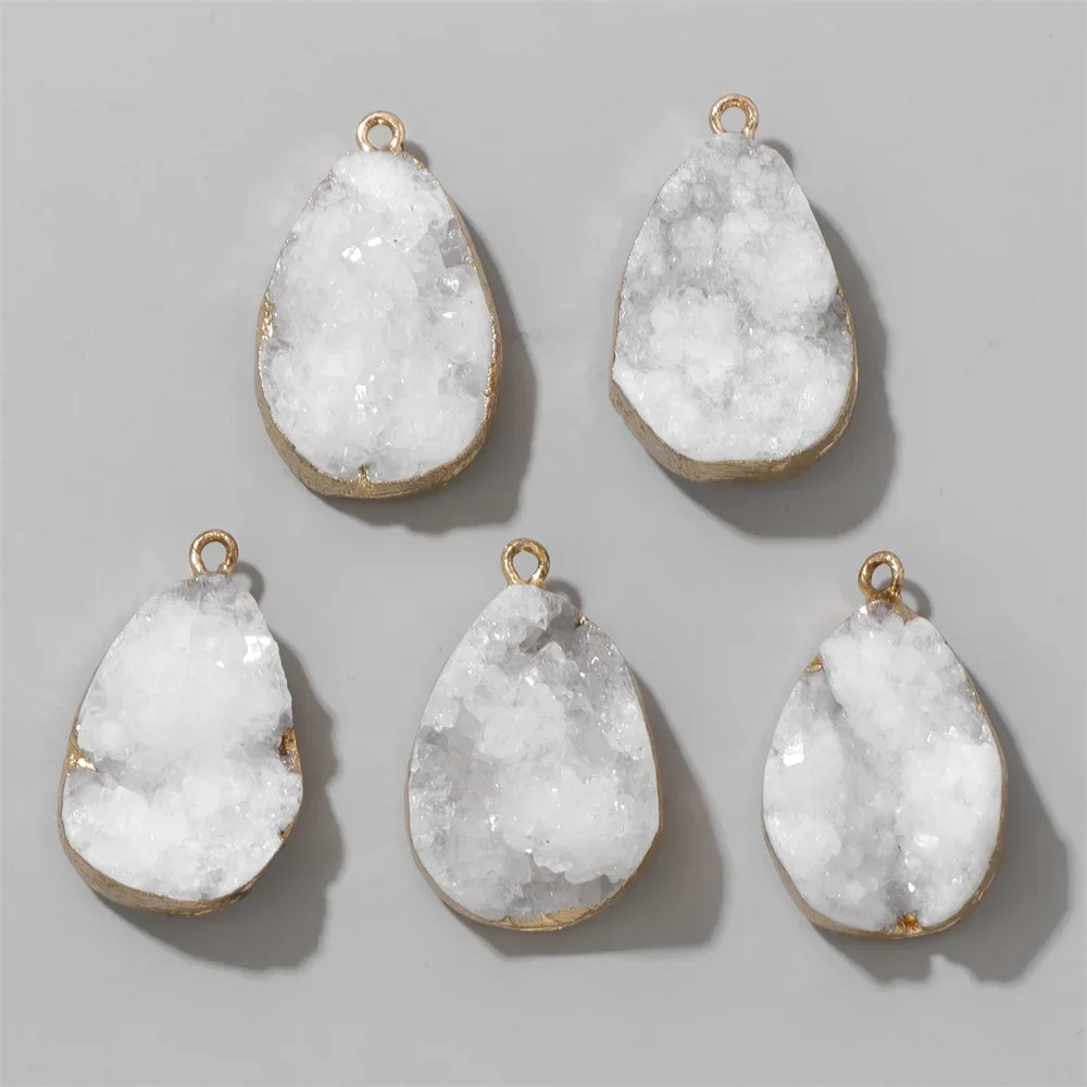 1pc Natural Crystal Tooth Agates Quartz Pendant Charm White Color for Jewelry Making DIY Accessories Fit Necklaces Earring
