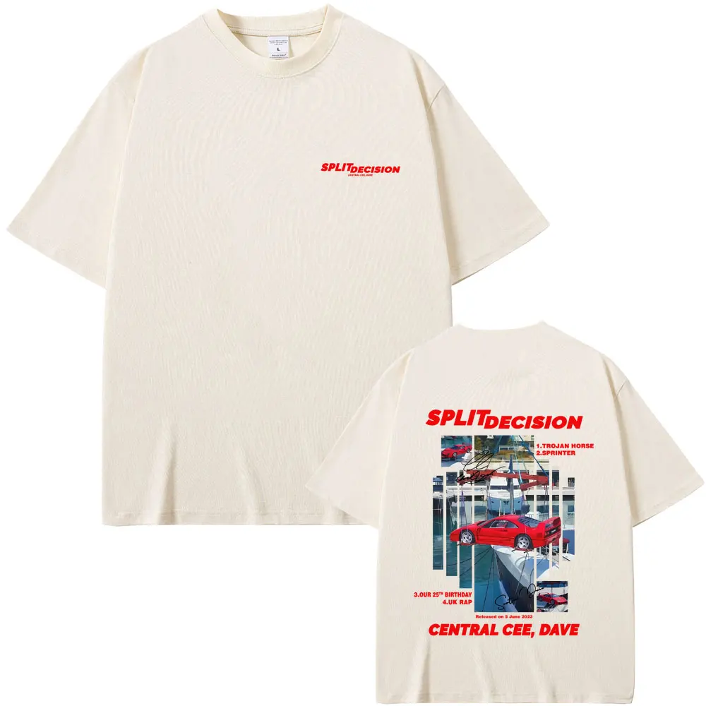 Rapper Central Cee & Dave Split Decision Album Graphic T-shirt Men Women Hip Hop Fashion Pop Music T-shirts Male Vintage T Shirt