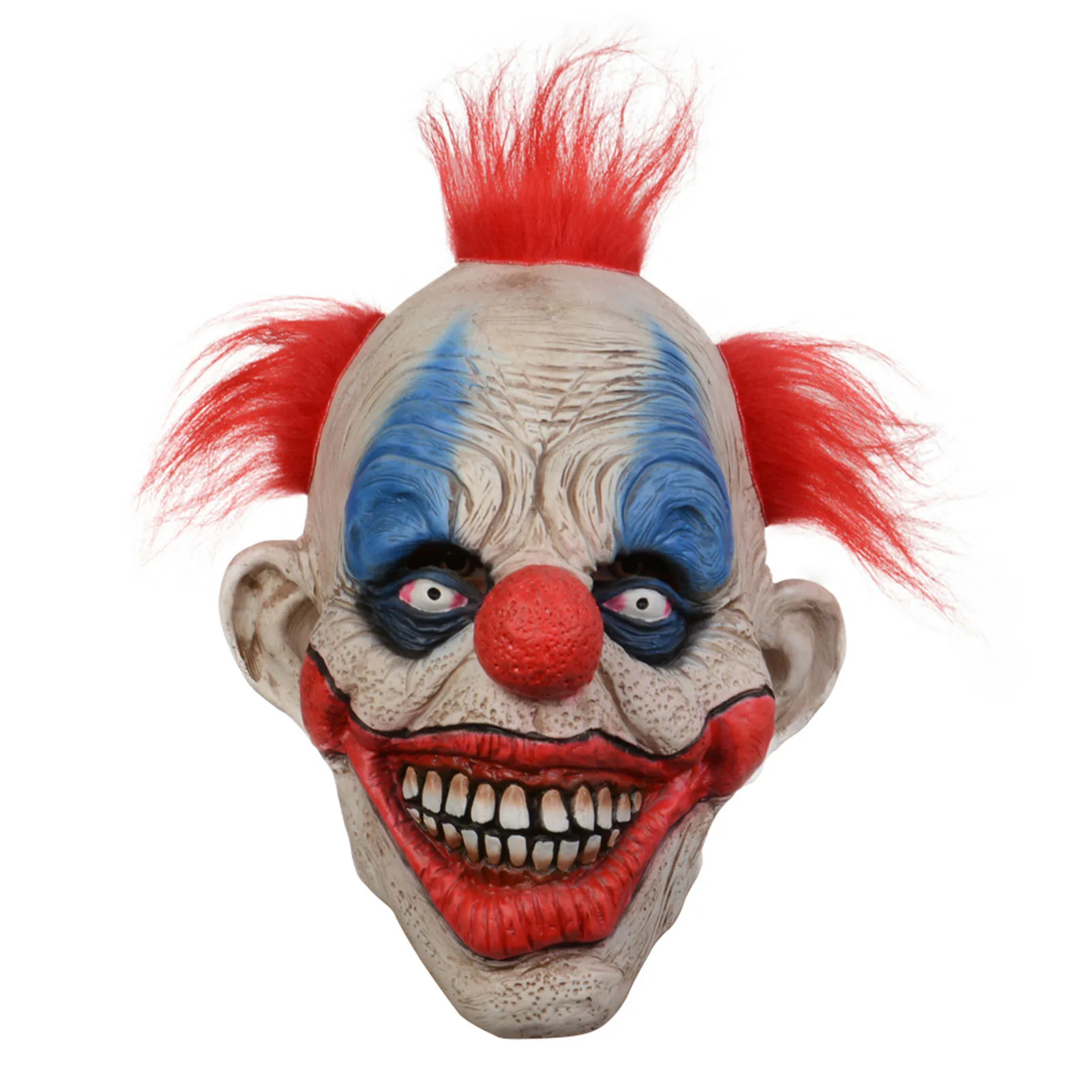 

Scary Clown Face Cover Clown Face Shield With Red Spikes Hair Latex Clown Cosplay Costume For Adults And Kids Detailed Design