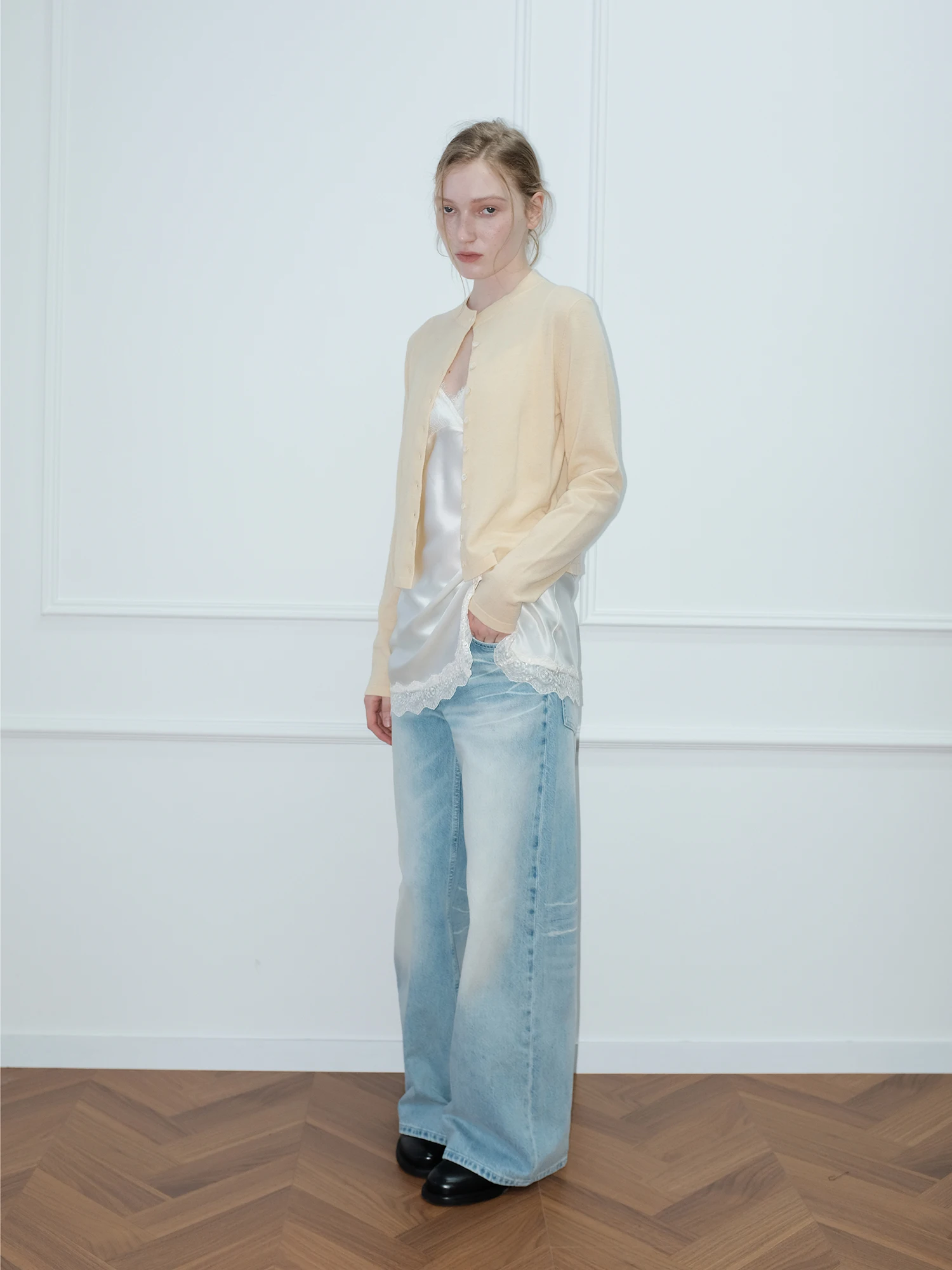 

Женские джинсы с высокой талией и широкими штанинами из 100% хлопкового денима, повседневные, комфортные, эластичные