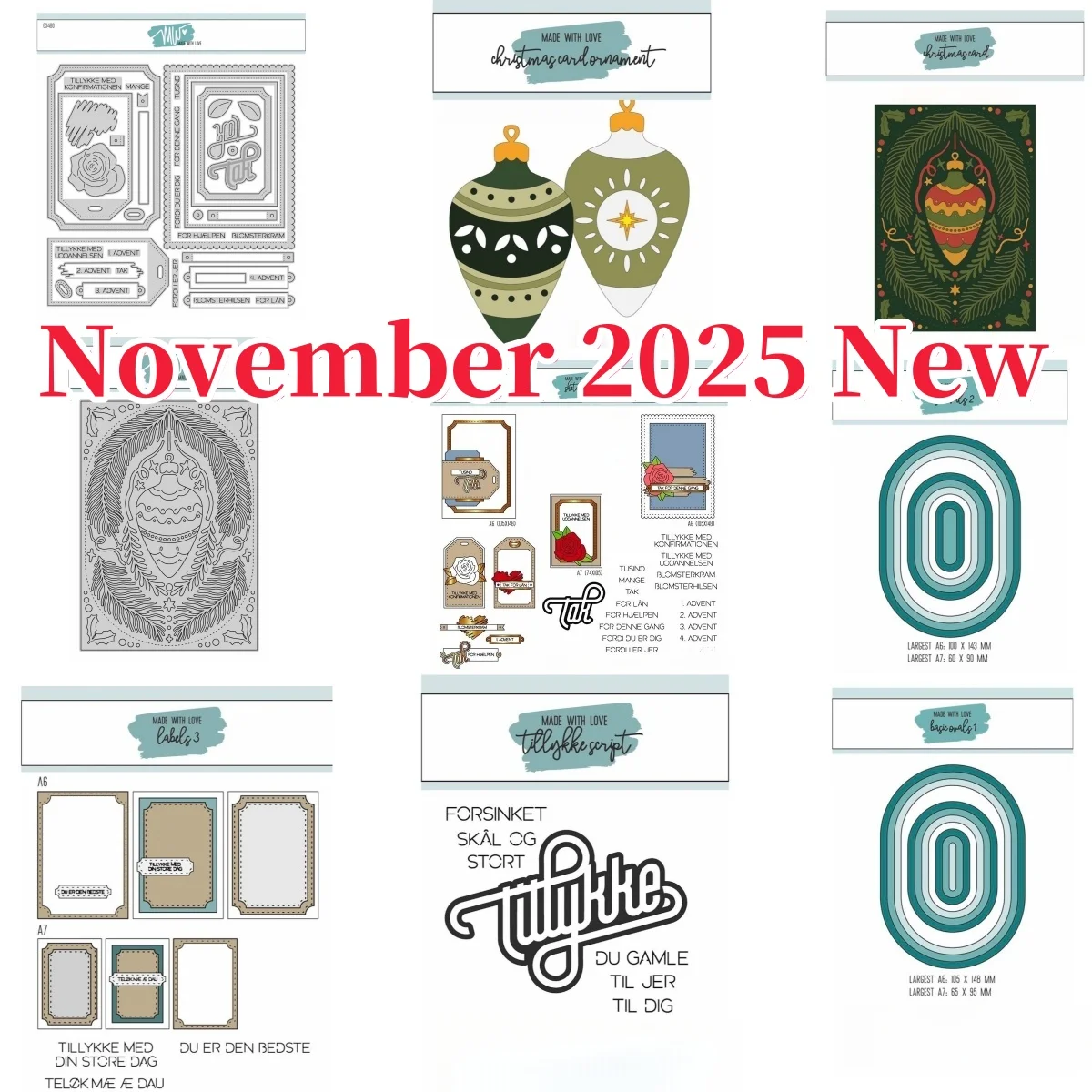 

Christmas Card Ornament and Basic Ovals Labels Metal Cutting Dies for DIY Decorating Scrapbook Paper Card Album Embossing Craft