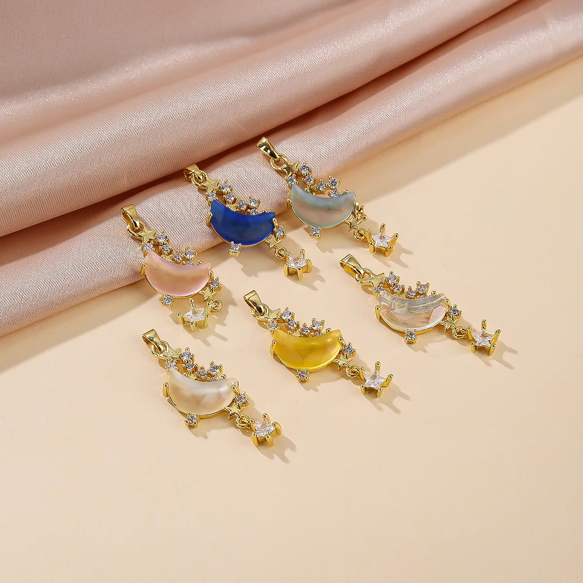 

Micro Pave Zircon Resin Moon DIY Necklace Pendant Phone Chain Accessories