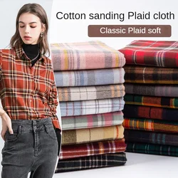 Brushed Plaid Fabric By The Meter for Needlework Shirts Dress Skirt Pants Coat Diy Sewing Soft Wearable Comfortable Cotton Cloth