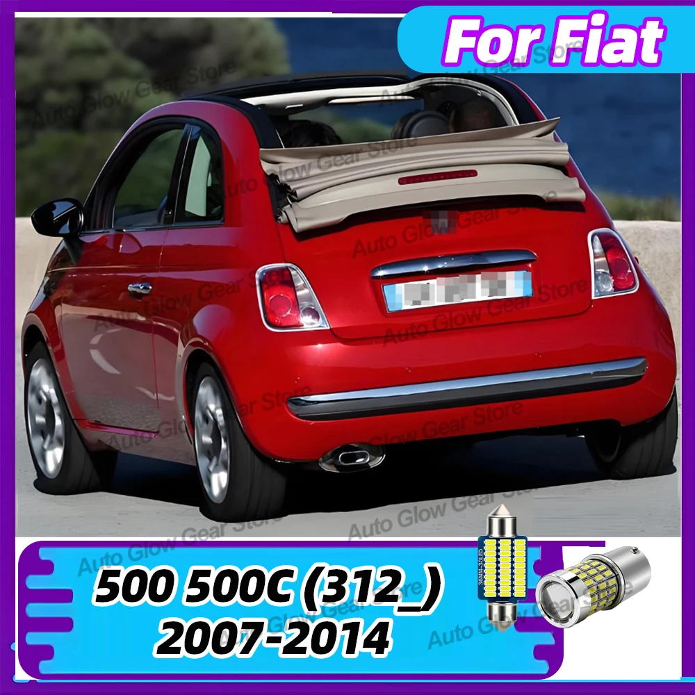 2x LED Reverse Back-up Lamp Bulbs For Fiat 500 2007-2014 500C (312_) 2009 2010 2011 2012 2013 2014 License Plate Light 6000K 12V
