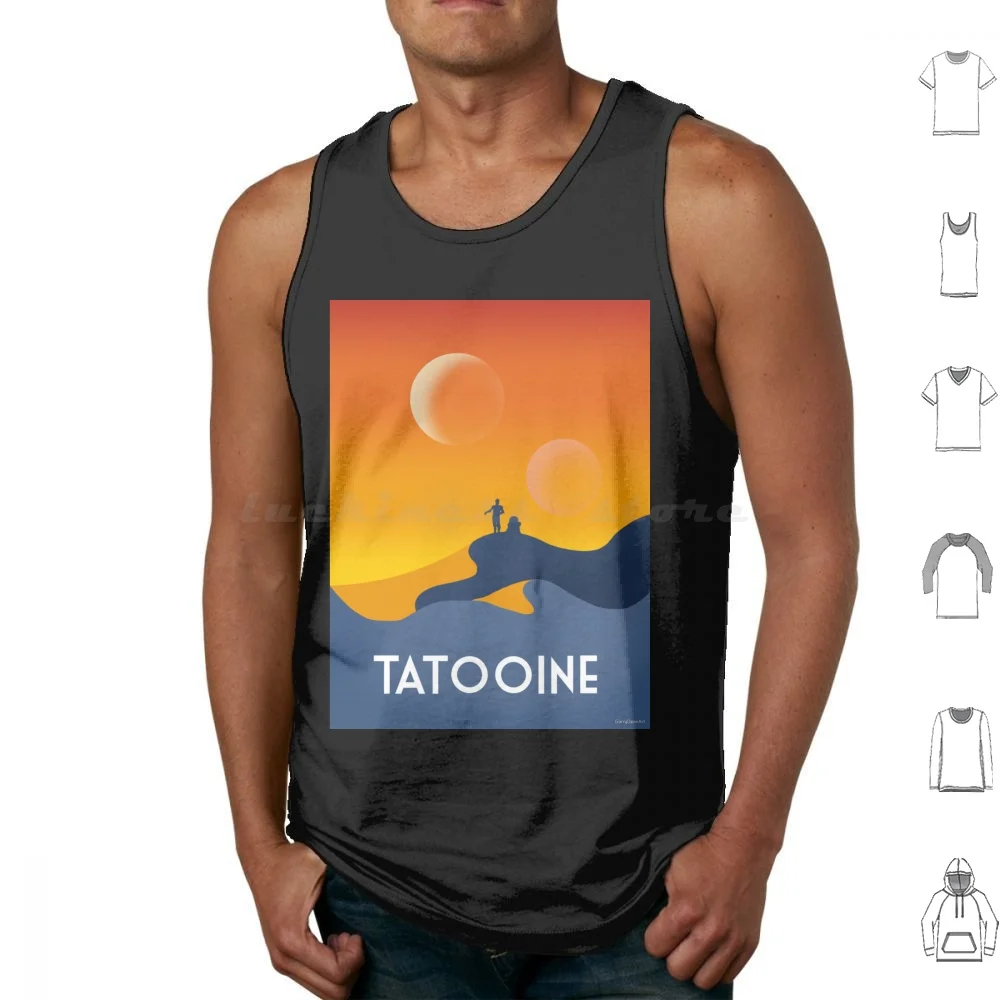 Tatooine Poster Tank Tops Print Cotton Art Fan Art Tatooine Fan A New Hope Luke Skywalker Twin Suns Tatooine Suns