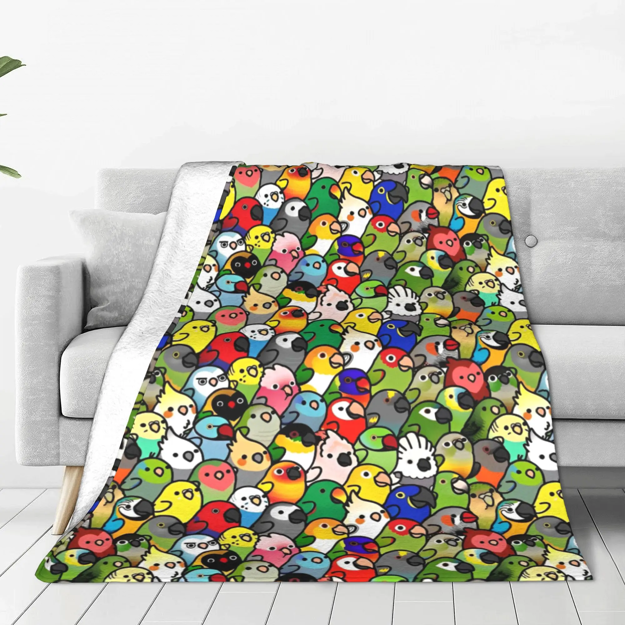 Cockatiel Parrot Cockatoo Bird Blanket Velvet Decoration Cute Cartoon Multi-function Ultra-Soft Throw Blankets Bedspreads Quilt