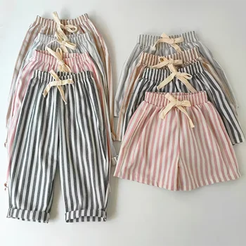 Kids Retro Striped Cotton Pants 1
