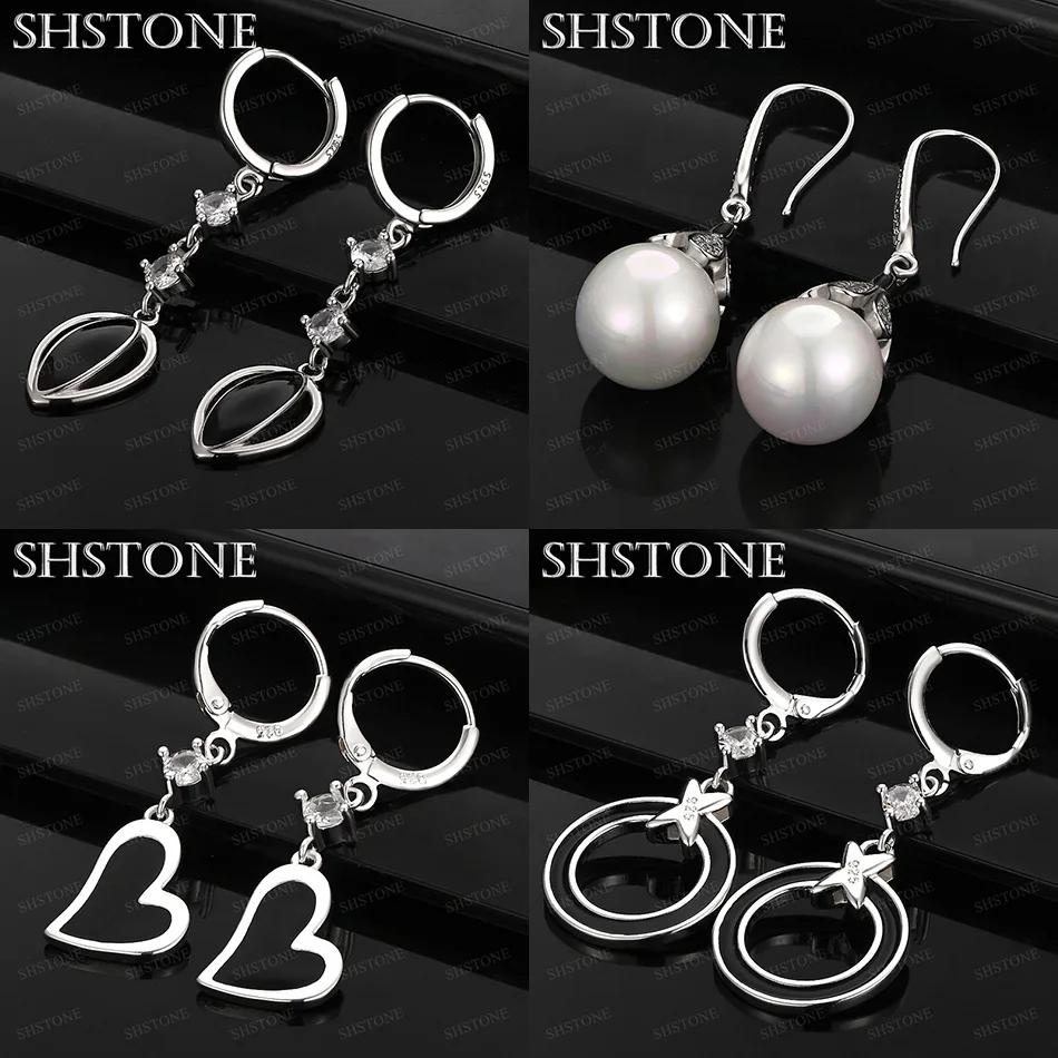 

Classic Zircon Jewelry 925 Sterling Silver Hollow Heart Water Drop Round Bead Drop Earrings Lady Party Charm Wedding Gift