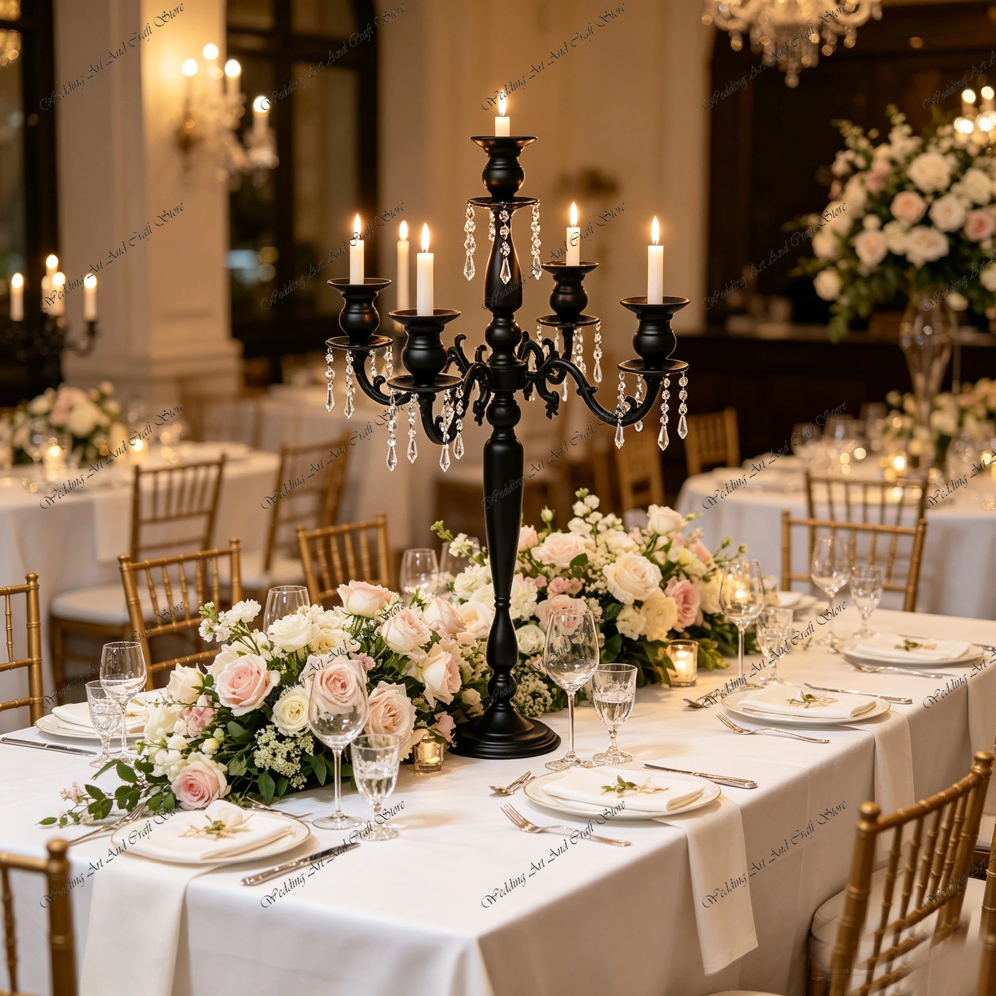 

10pcs f30 90-120cm Black 5-Arm Metal Wedding Candlestick Holder Flower Arrangement Centerpieces Stand Wedding Backdrop ivy1061