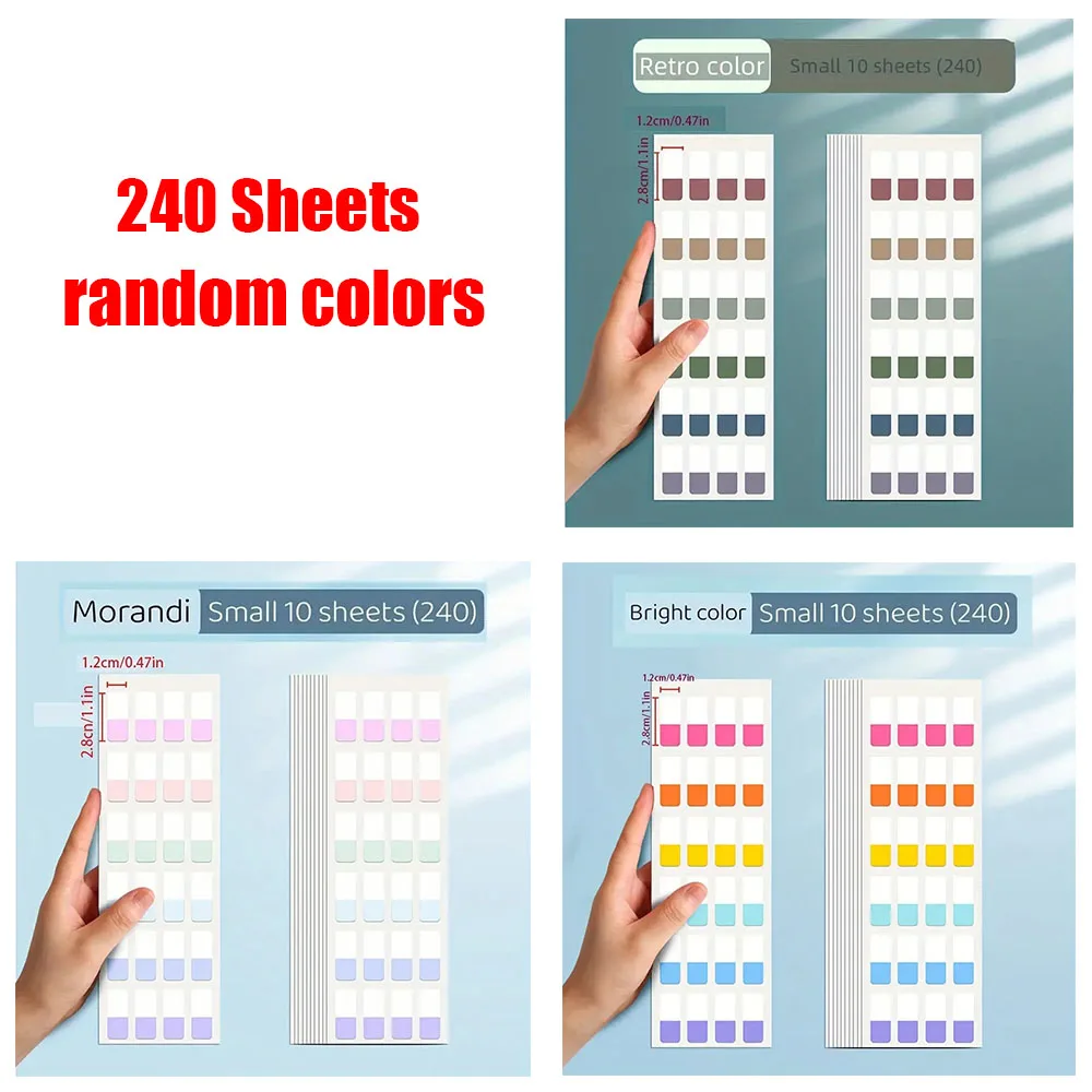 1Set 240 Sheets random Color Colorful Writable Index Organizing Files Books,Document Organization Vibrant Index Stickers