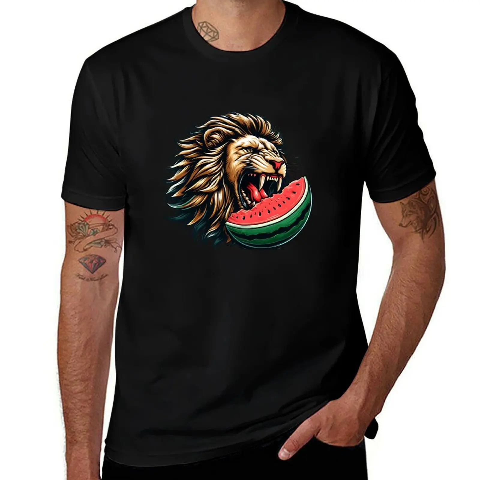 

Leo enjoys watermelon T-Shirt sweat graphics blacks graphic shirts t shirts men
