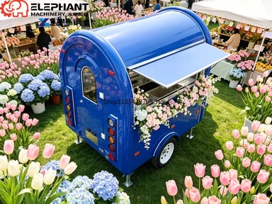 Outdoor Round Catering Truck Curved Corner Mobile Food Trailer with Complete Appliances