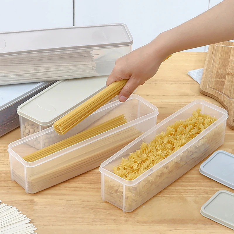 Airtight Plastic Food Storage Containers With Lids For Kitchen Pantry Organizer Long Rectangular Box For Cereal Pasta Vegetables