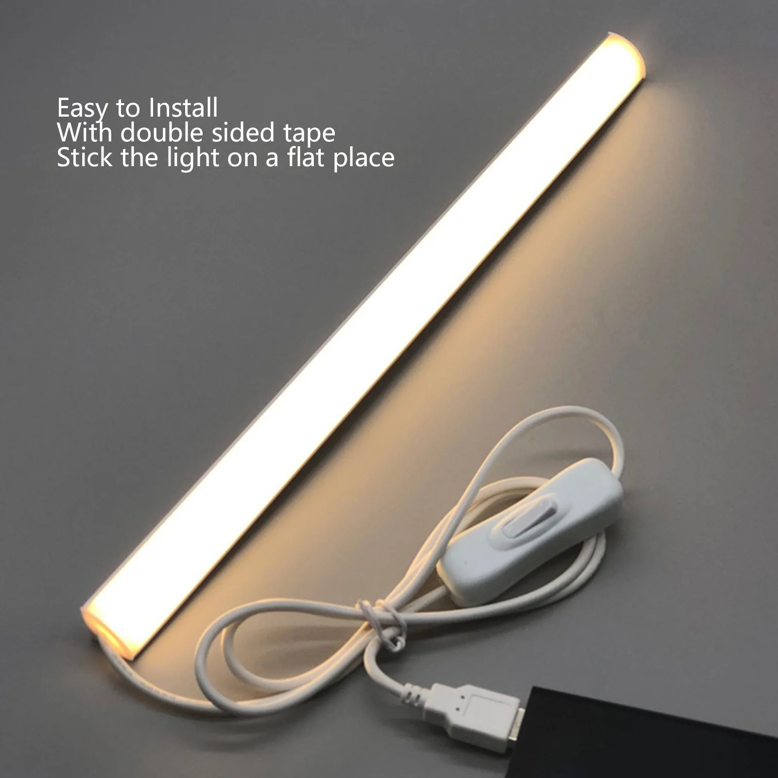 ZK50 Under Cabinet Light USB Plug in Dimmable Eye Protection 3 Colors LED Counter Bar Lamp for Dormitory Bedroom Desk