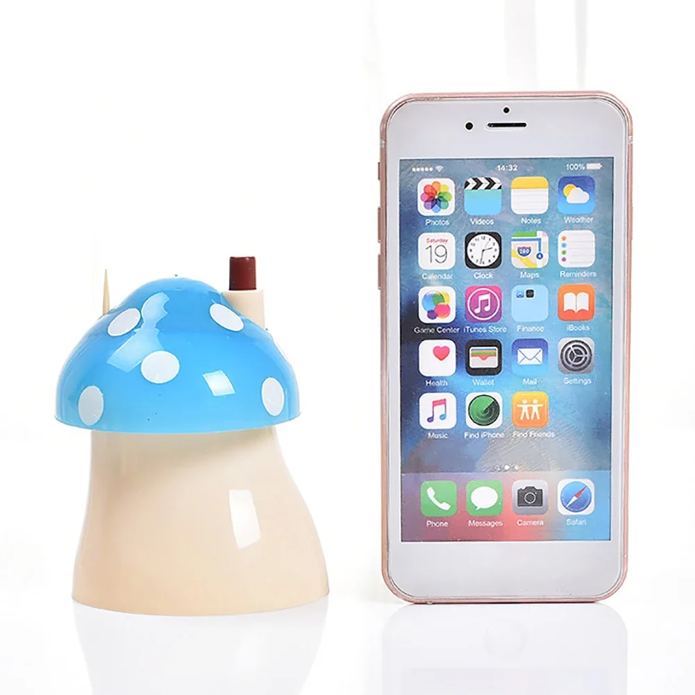 Portable Toothpicks Container, Automatic Toothpick Storage Box, Cute Bar Storage Table Gadget, Lovely Mushroom