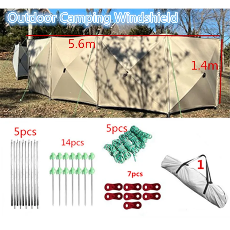 5.6M Folding Windproof Shield Foldable Outdoor Camping Shelter Windscreen Windproof Windshield For Picnic BBQ Beach Fenced