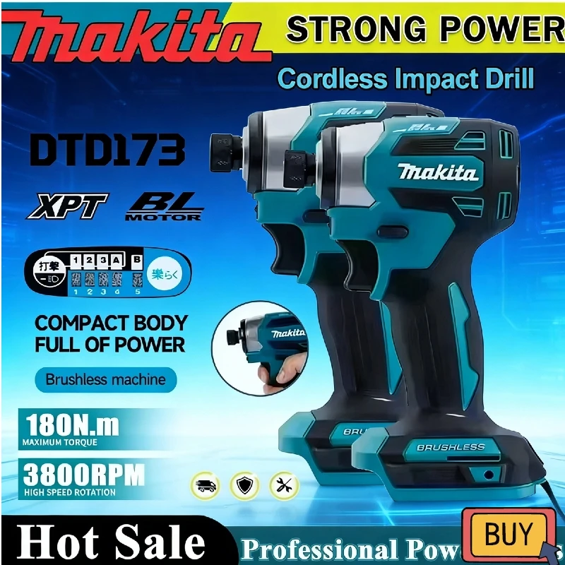 makita-dtd173-18v-brushless-electric-screwdriver-220nm-auto-repair-impact-screwdriver-batch-electric-driver-tools