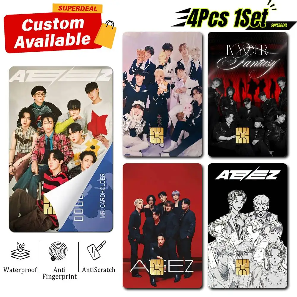 ATEEZ-Kpop Boy Crew  Card Stickers for Bank Access Protective Waterproof Film Cover Sticker Gift