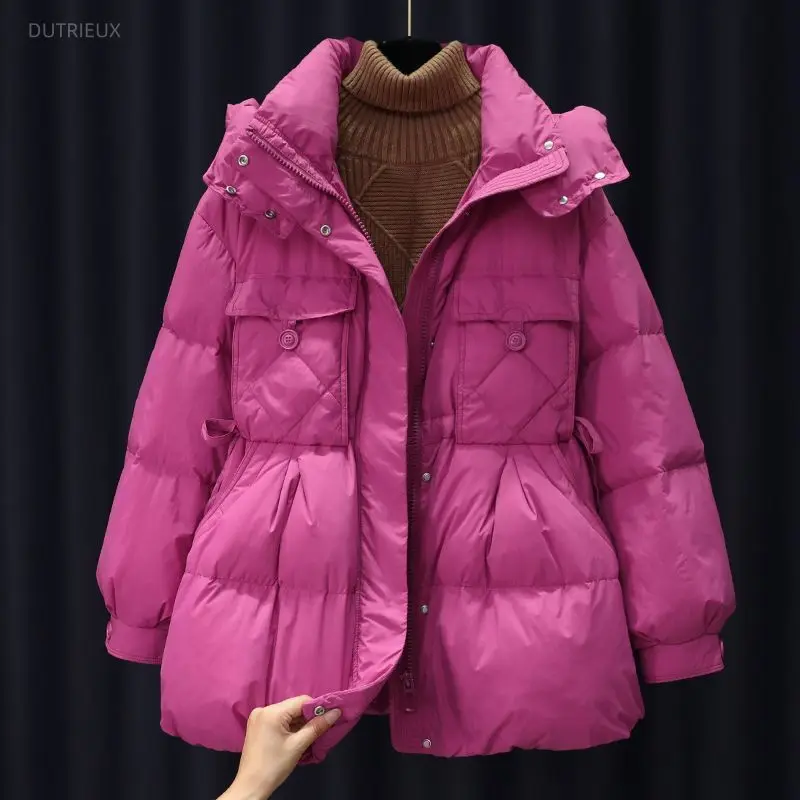 Autumn Winter Jackets For Woman Solid Thick Warm Korean Fashion Parkas Coats Hooded Vintage Sweet Chaqueta Mujer