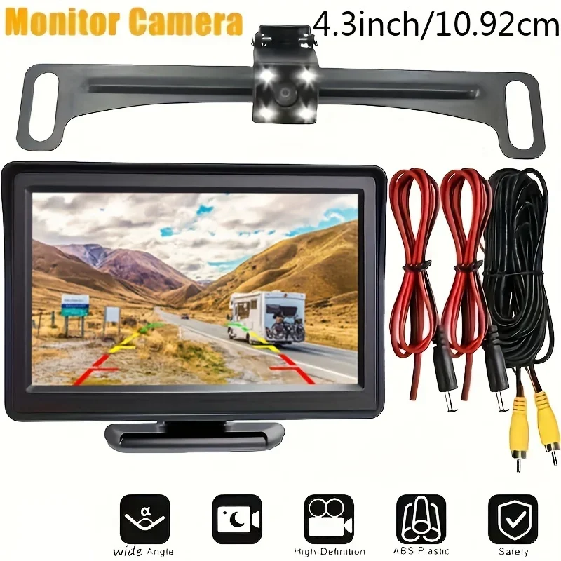 طقم كاميرا مراقبة السيارة Bileeko 4.3 بوصة TFT LCD: نظام الرؤية الخلفية للسيارات/الشاحنات/الالتقاطات/سيارات الدفع الرباعي مع سهولة التركيب