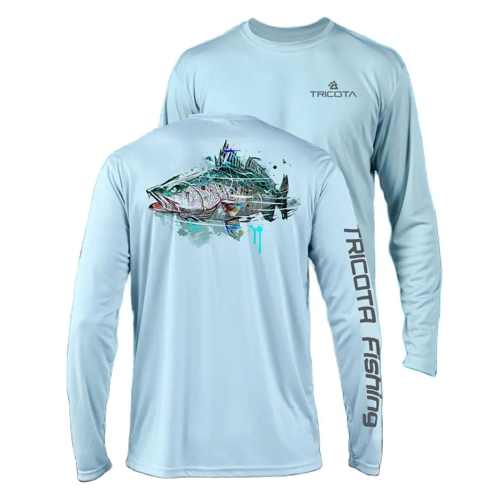 Fishing Shirts Long Sleeve Custom Logo Performance Protection UV Sun UPF Men Quick Dry Fishing Shirt Outdoor Sport Fish Clothing