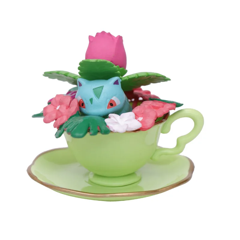 Pokemon Pikachu fleur tasse de thé décoration pour animaux de compagnie Figure jouets Bulbasaur Eevee PVC modèle d'action poupées Kawaii recueillir poupées enfants cadeaux