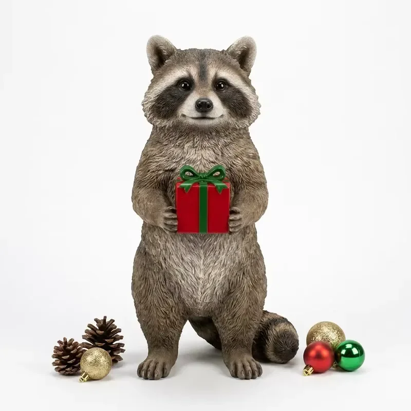 Life Size Raccoon Statue Resin Garden Decoration Christmas Outdoor Sculpture Realistic Animal Ornament Holiday Yard Art Hot