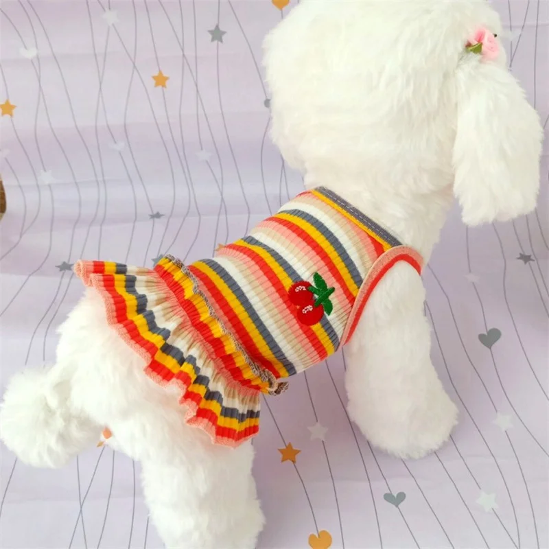 Filhote de cachorro roupas de verão cão fantasia vestido para raças pequenas cães pet saia curta pomeranian uma peça ropa perro traje roupa vestido