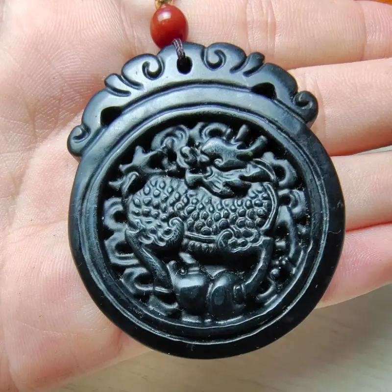 Medicine King Stone Round Kirin Pendant Lucky Kirin Necklace Divine Beast Brand Safe