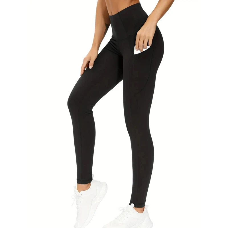 High Waist Yoga Pants with Pockets, Tummy Control Workout Running Yoga Leggings for Women