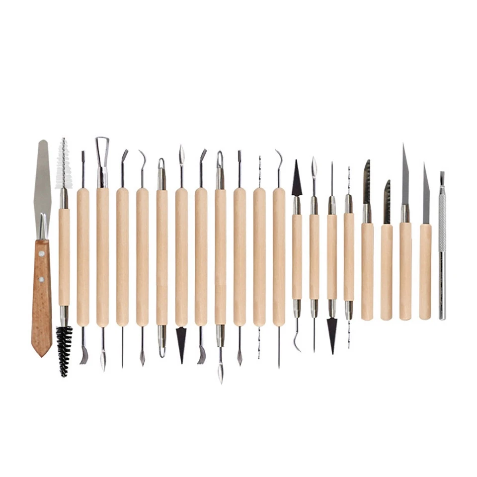 Hot New 45 Pcs Pottery Clay Sculpting Tool Sets For Beginners Professional Art Crafts Wooden Handle Modeling Ceramic Clay Tools