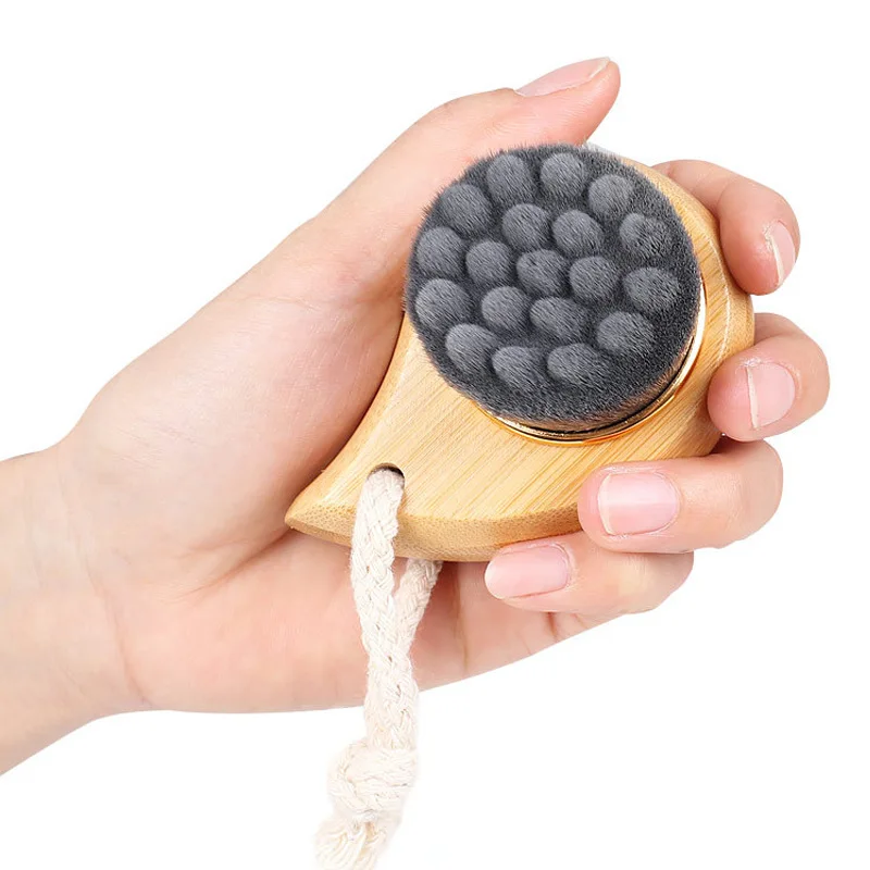 

Manual Face Washing Brush with Wooden Handle, Cleansing Brush Makeup Removal, Deep Cleaning Soft Fiber Bristles