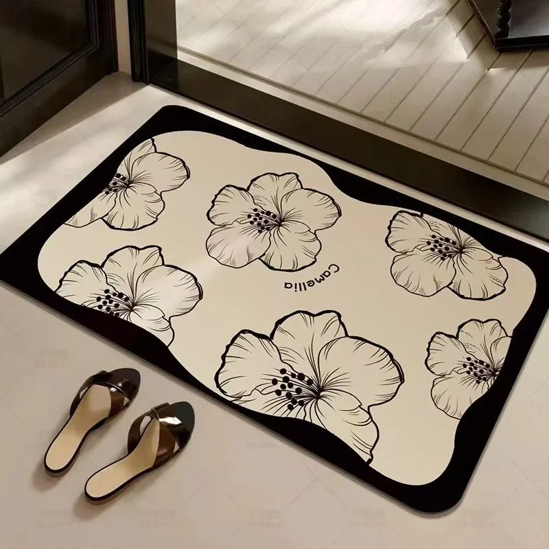 French Style Light Luxury Diatomaceous Earth Floor Mat Small Fragrant Style Bathroom Entrance Door Mat  Absorbent Foot Mat